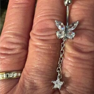 Belly Ring- Butter Fly with Daggling star Stainless Steel Belly Button ring nwt